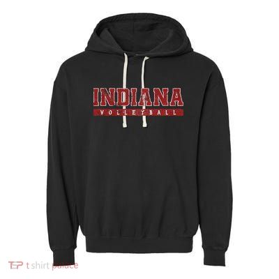 Indiana Volleyball Red Vintage Text Garment-Dyed Fleece Hoodie