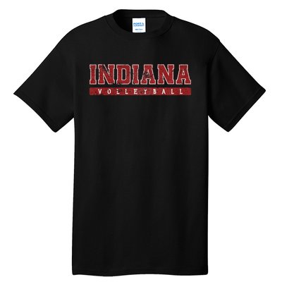 Indiana Volleyball Red Vintage Text Tall T-Shirt