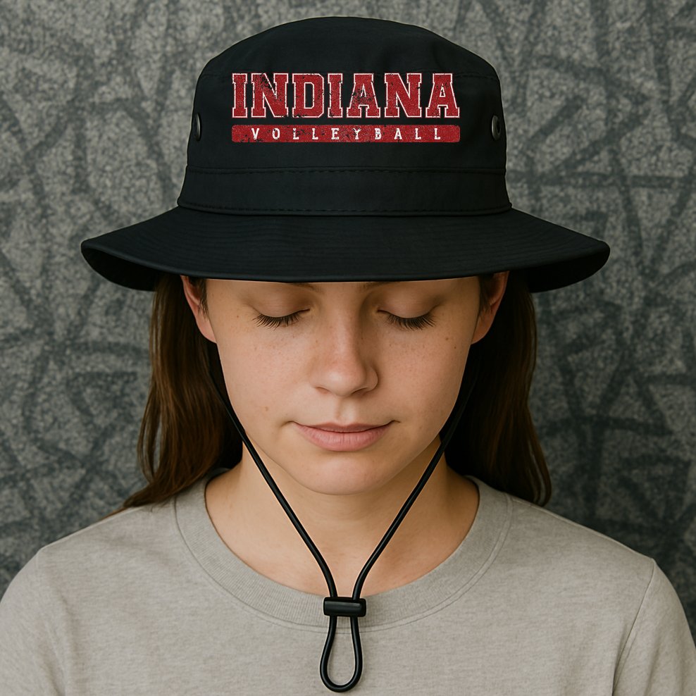 Indiana Volleyball Red Vintage Text Bucket Hat