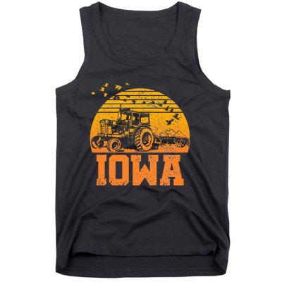 Iowa Vintage Retro Tractor Farmer Gift Tank Top