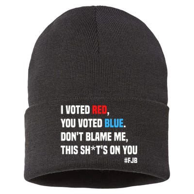 I Voted Red You Voted Blue Don't Blame Me Sustainable Knit Beanie