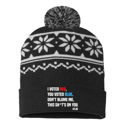 I Voted Red You Voted Blue Don't Blame Me USA-Made Snowflake Beanie