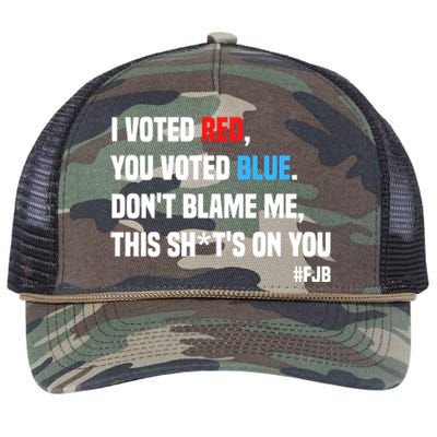 I Voted Red You Voted Blue Don't Blame Me Retro Rope Trucker Hat Cap