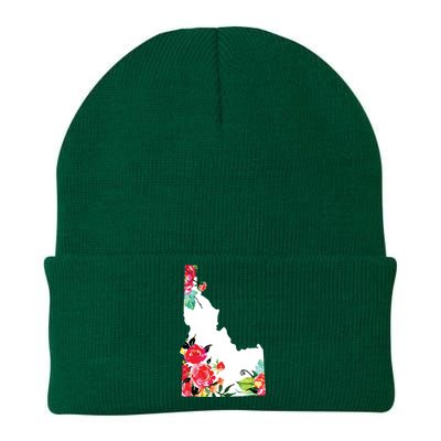 Idaho Vintage Rose State Map Pride Patriotic Floral Idaho Knit Cap Winter Beanie