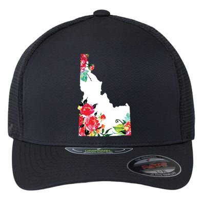 Idaho Vintage Rose State Map Pride Patriotic Floral Idaho Flexfit Unipanel Trucker Cap