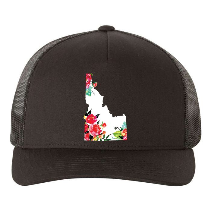 Idaho Vintage Rose State Map Pride Patriotic Floral Idaho Yupoong Adult 5-Panel Trucker Hat