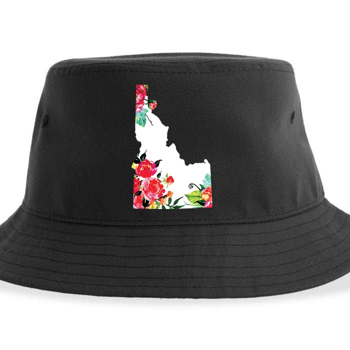 Idaho Vintage Rose State Map Pride Patriotic Floral Idaho Sustainable Bucket Hat