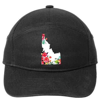 Idaho Vintage Rose State Map Pride Patriotic Floral Idaho 7-Panel Snapback Hat