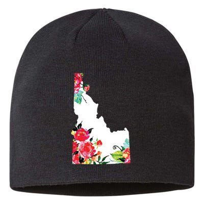 Idaho Vintage Rose State Map Pride Patriotic Floral Idaho Sustainable Beanie