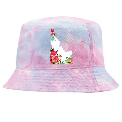 Idaho Vintage Rose State Map Pride Patriotic Floral Idaho Tie-Dyed Bucket Hat