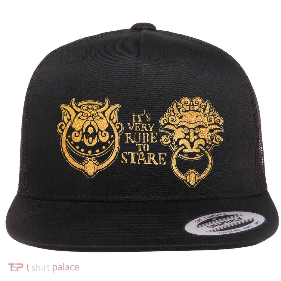 ItS Very Rude To Stare Labyrinth Knockers Gift Flatbill Hat