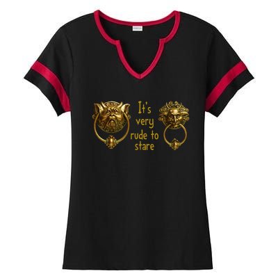 It's Very Rude To Stare Labyrinth Knockers Gift Ladies Halftime Notch Neck Tee