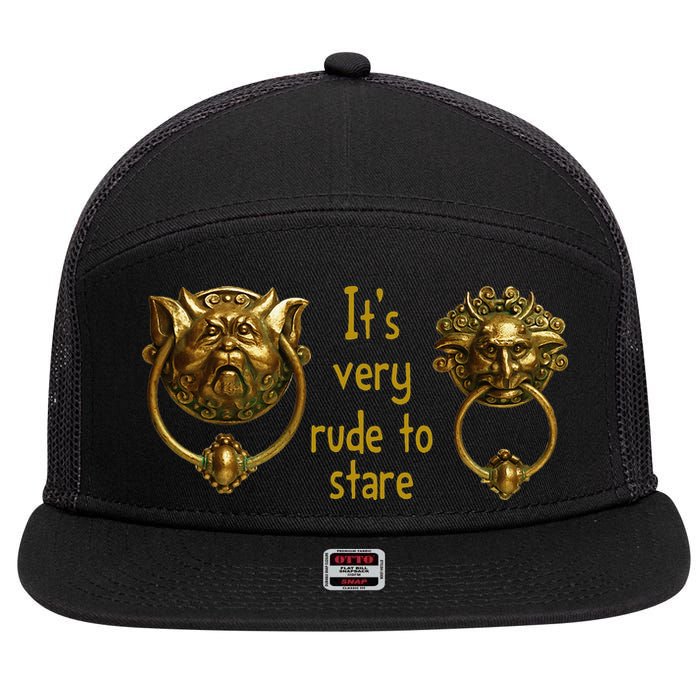 It's Very Rude To Stare Labyrinth Knockers Gift 7 Panel Mesh Trucker Snapback Hat