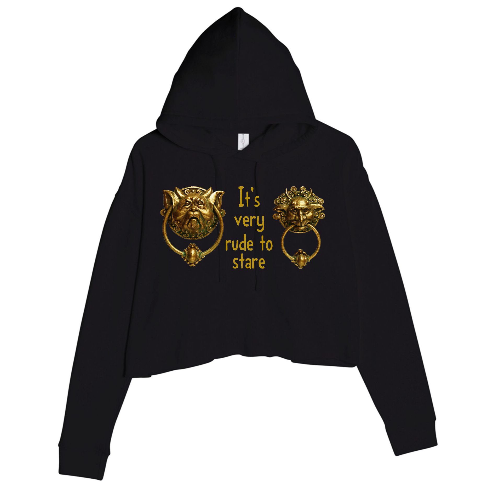It's Very Rude To Stare Labyrinth Knockers Gift Crop Fleece Hoodie