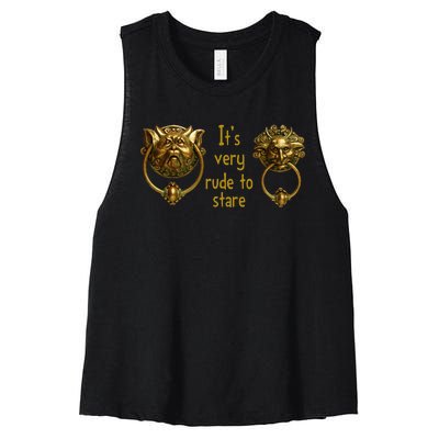 It's Very Rude To Stare Labyrinth Knockers Gift Women's Racerback Cropped Tank