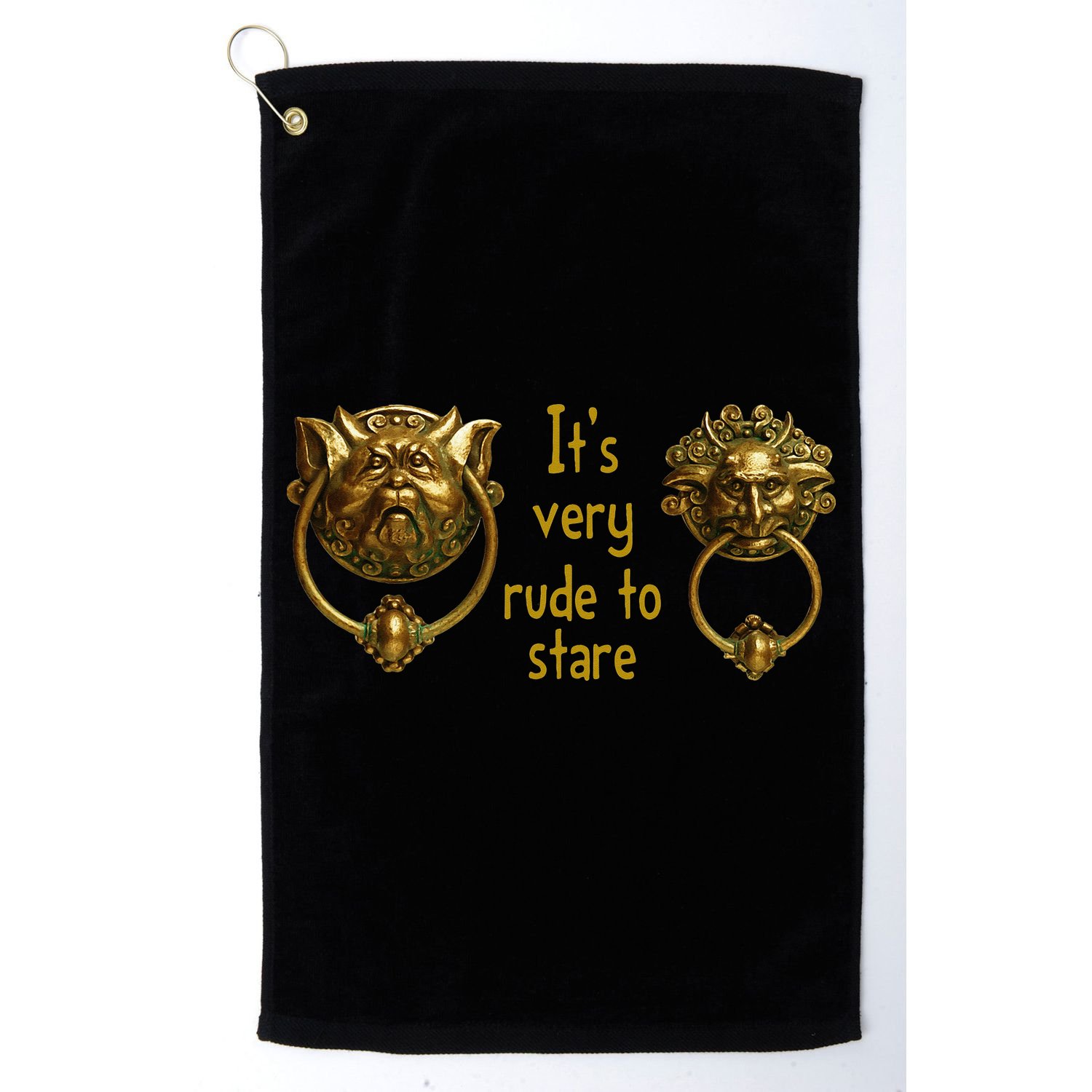 It's Very Rude To Stare Labyrinth Knockers Gift Golf Towel