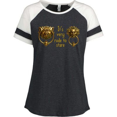 It's Very Rude To Stare Labyrinth Knockers Gift Enza Ladies Jersey Colorblock Tee