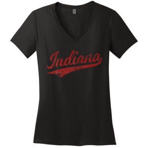 Indiana Varsity Script Classics Sports Jersey Women's V-Neck T-Shirt