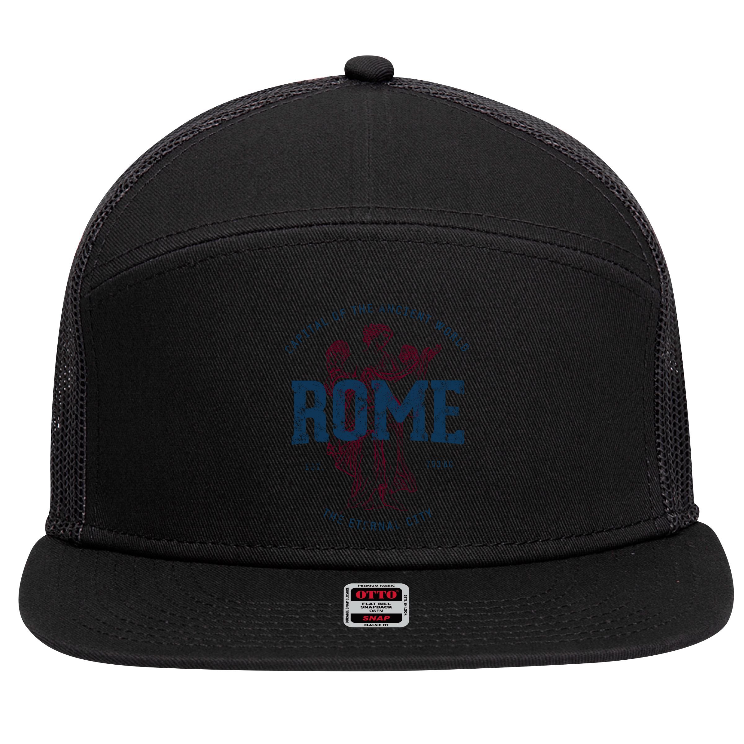 Italy Vacation Souvenir Vintage Rome Gift 7 Panel Mesh Trucker Snapback Hat
