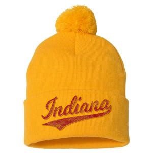 Indiana Varsity Script Classics Sports Jersey Style Pom Pom 12in Knit Beanie