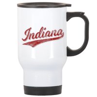 Indiana Varsity Script Classics Sports Jersey Style Stainless Steel Travel Mug