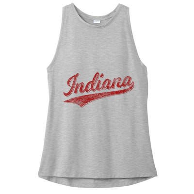 Indiana Varsity Script Classics Sports Ladies PosiCharge Tri-Blend Wicking Tank