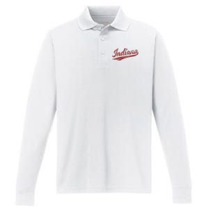 Indiana Varsity Script Classics Sports Performance Long Sleeve Polo