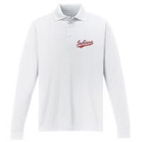 Indiana Varsity Script Classics Sports Performance Long Sleeve Polo