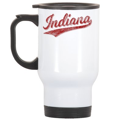 Indiana Varsity Script Classics Sports Stainless Steel Travel Mug