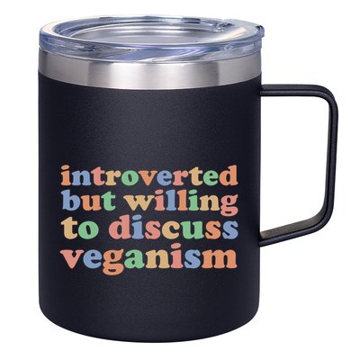 Introverted Vegan Shy Vegan Funny S Veganism Gift 12oz Stainless Steel Coffee Mug