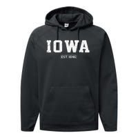 Iowa Vintage State Athletic Style Performance Fleece Hoodie