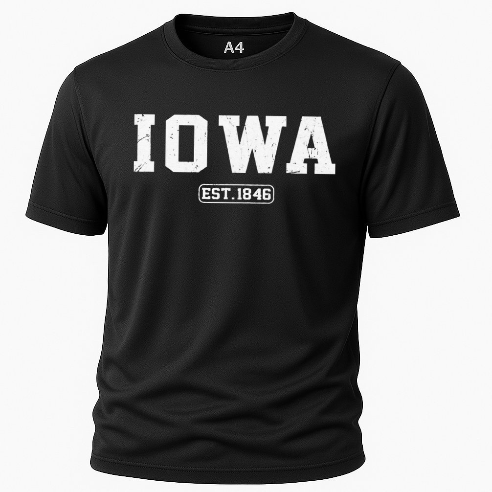 Iowa Vintage State Athletic Style Cooling Performance Crew T-Shirt