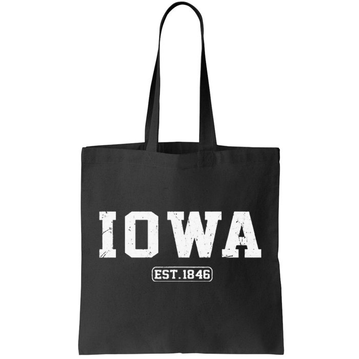 Iowa Vintage State Athletic Style Tote Bag