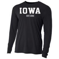 Iowa Vintage State Athletic Style Cooling Performance Long Sleeve Crew