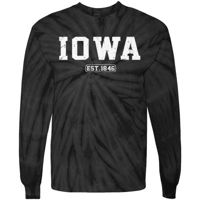 Iowa Vintage State Athletic Style Tie-Dye Long Sleeve Shirt