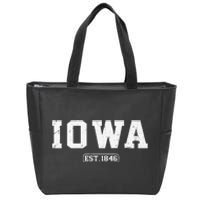 Iowa Vintage State Athletic Style Zip Tote Bag