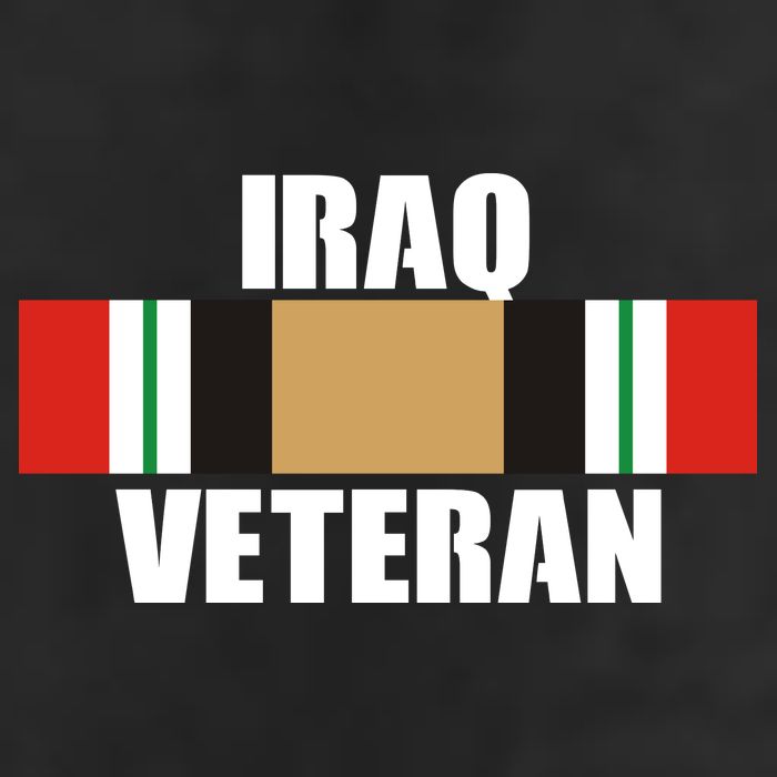 Iraq Veteran Stripe Badge 7 Panel Mesh Trucker Snapback Hat
