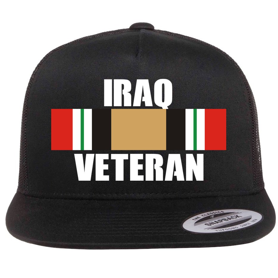Iraq Veteran Stripe Badge Flat Bill Trucker Hat