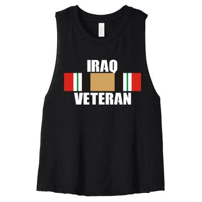 Iraq Veteran Stripe Badge Women's Racerback Cropped Tank