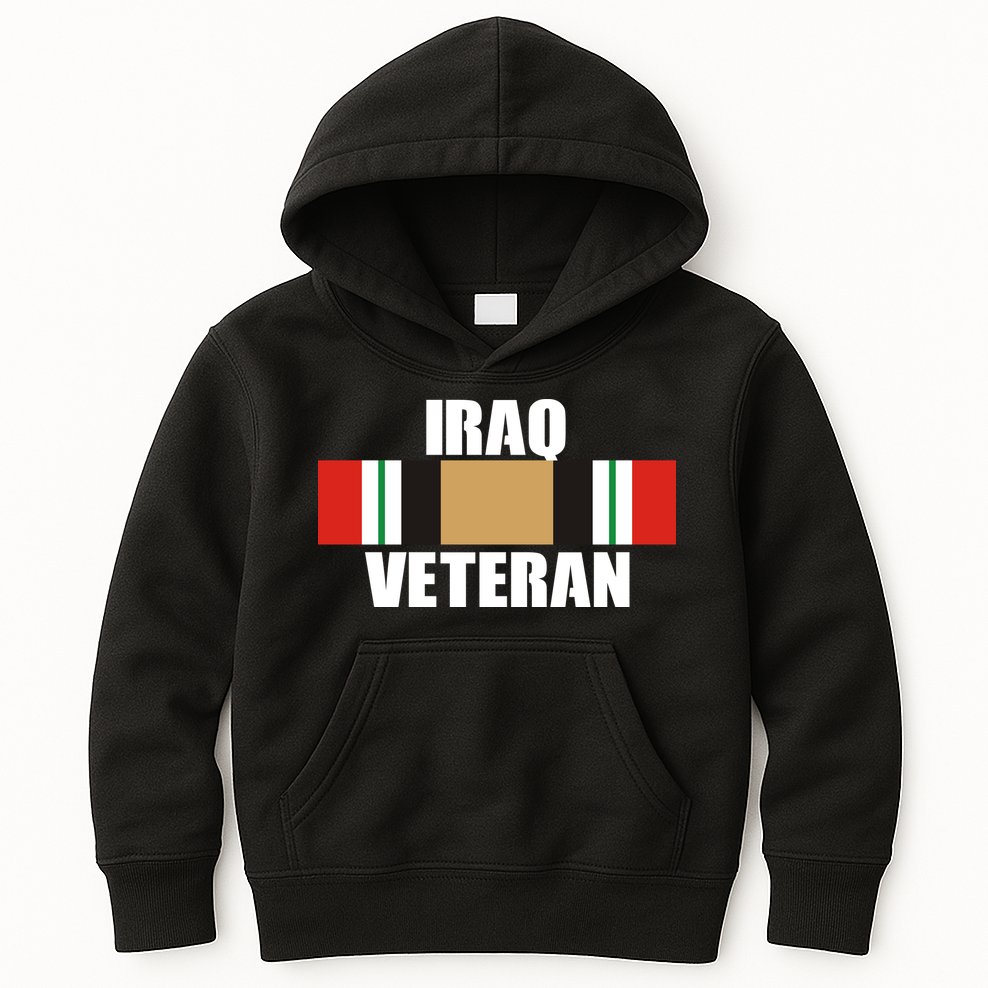 Iraq Veteran Stripe Badge Kids Hoodie