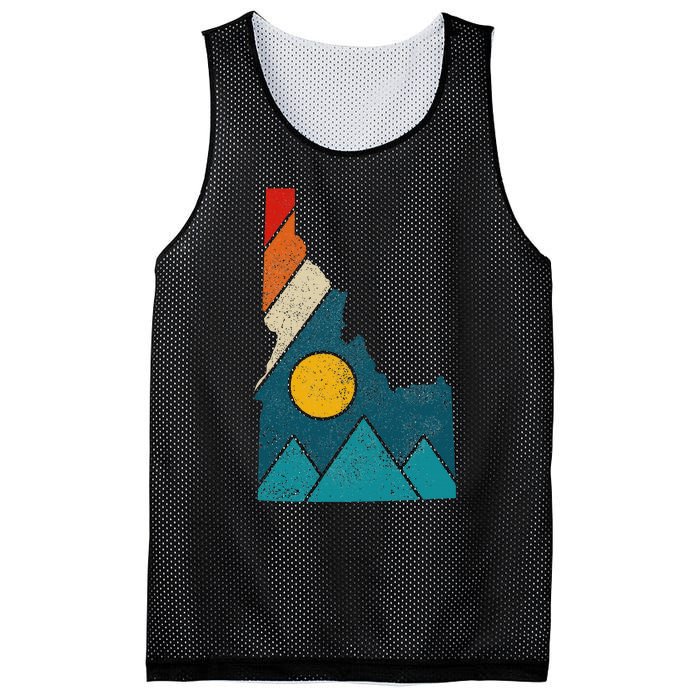 Idaho Vintage State Map Mountains Hiker Camping Pride Gift Mesh Reversible Basketball Jersey Tank