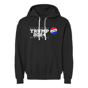 I Voted Trump Vance 2024 Retro America Us Election Garment-Dyed Fleece Hoodie