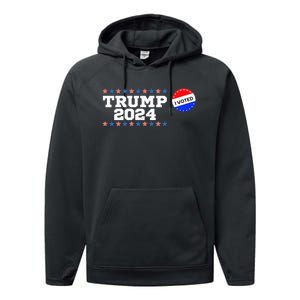 I Voted Trump Vance 2024 Retro America Us Election Performance Fleece Hoodie