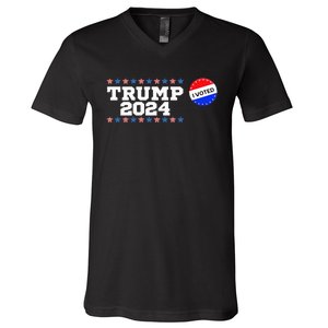 I Voted Trump Vance 2024 Retro America Us Election V-Neck T-Shirt