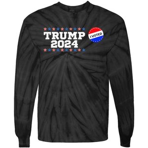 I Voted Trump Vance 2024 Retro America Us Election Tie-Dye Long Sleeve Shirt