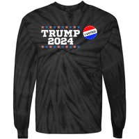 I Voted Trump Vance 2024 Retro America Us Election Tie-Dye Long Sleeve Shirt