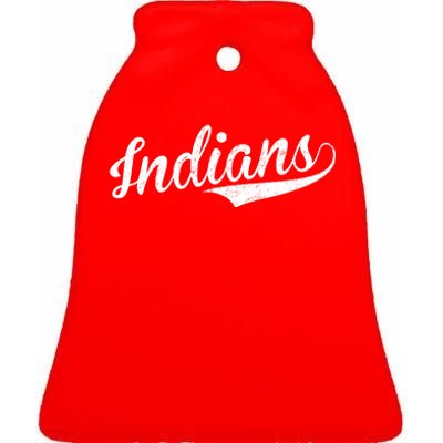 Indians Vintage Team Logo Ceramic Bell Ornament