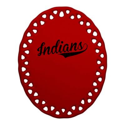 Indians Vintage Team Logo Ceramic Oval Ornament