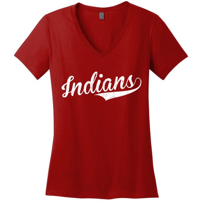 Indians Vintage Team Logo Women's V-Neck T-Shirt
