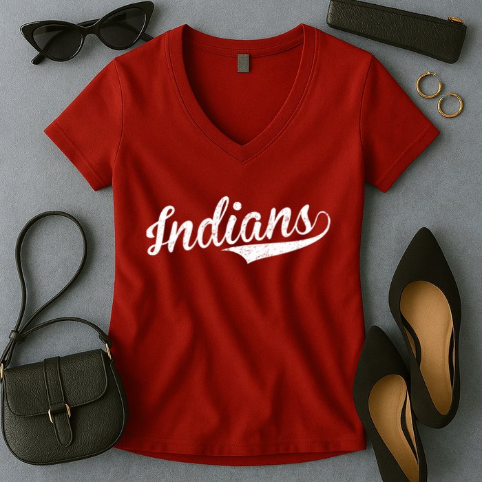 Indians Vintage Team Logo Women's V-Neck T-Shirt